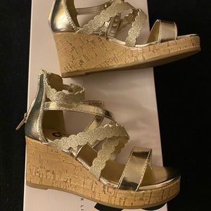 Brand New Gold Little Girl Wedge Sandals